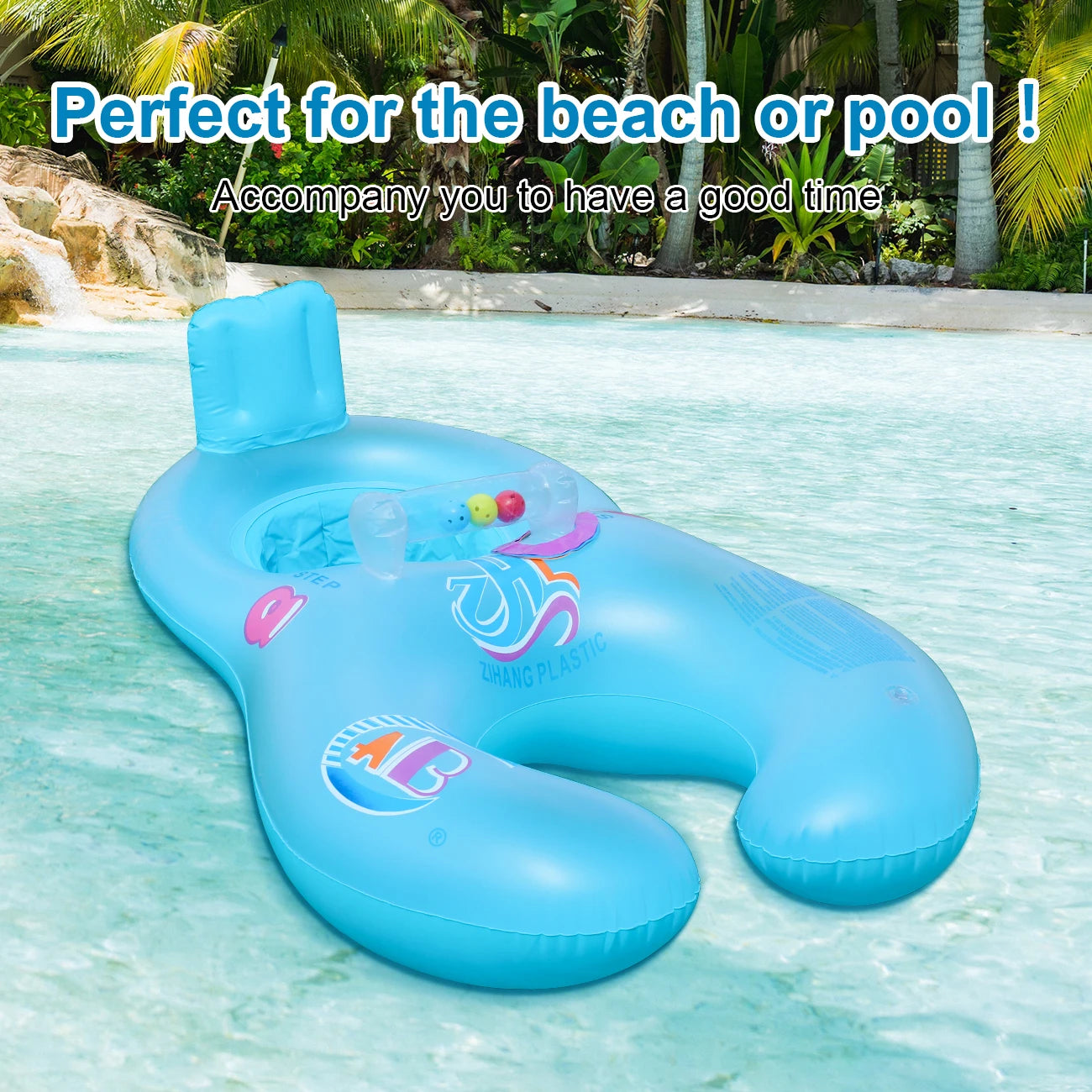 Flotteur piscine deux personnes gonflable blanc
