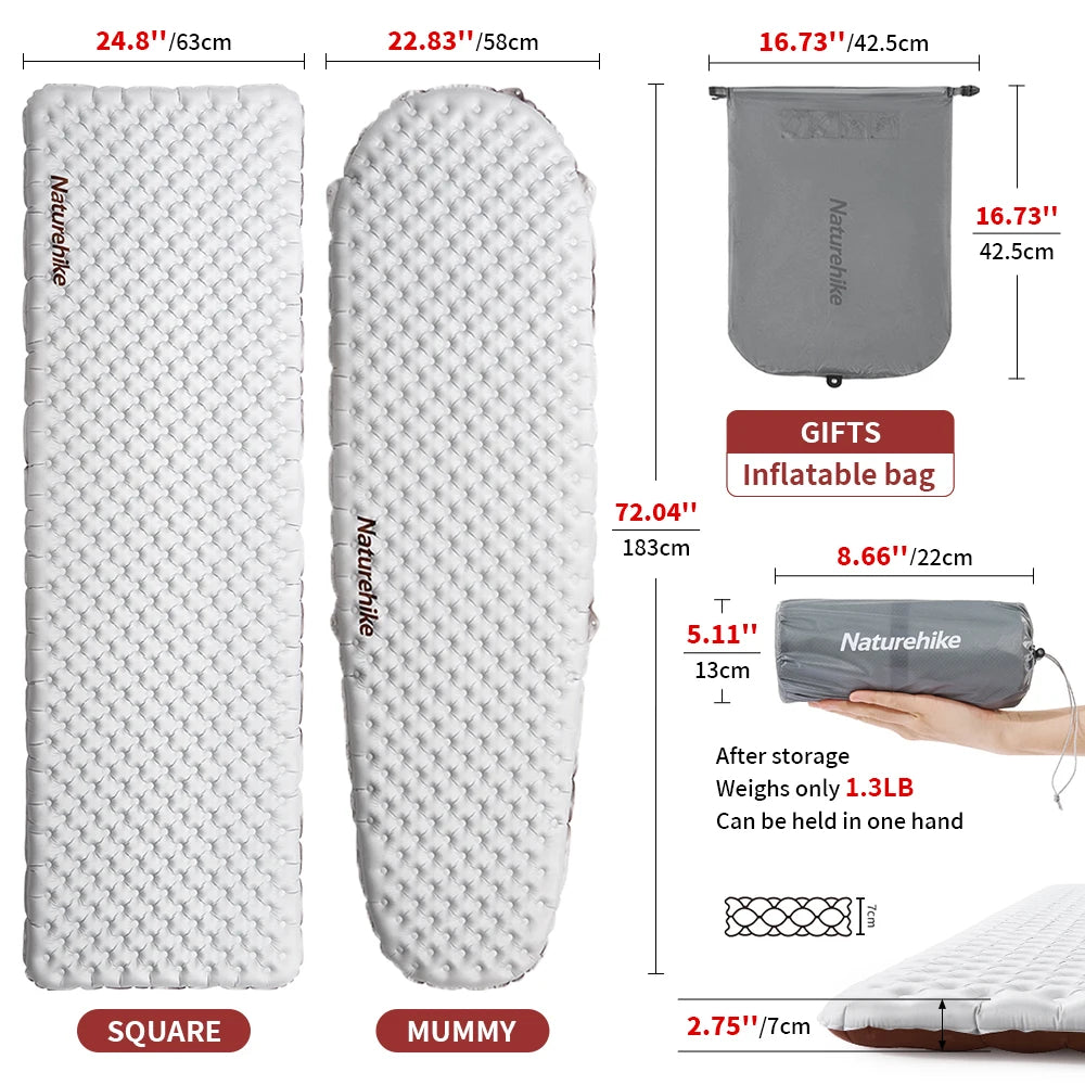 Matelas de camping gonflable orange en randonnée