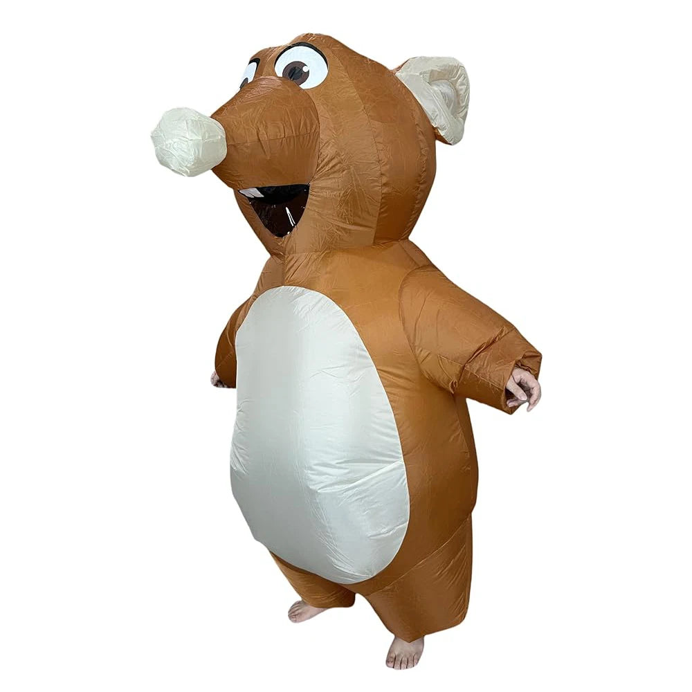 Déguisement gonflable souris grise profil
