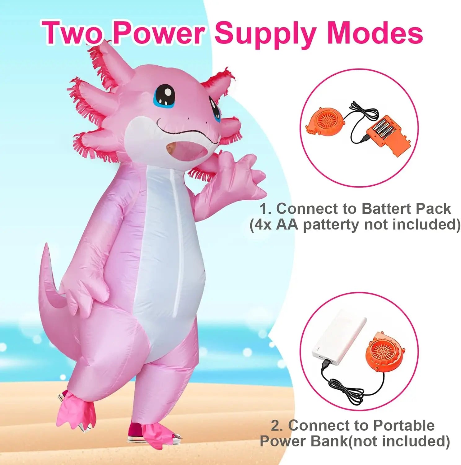 Combinaison gonflable axolotl adulte 160-190 cm