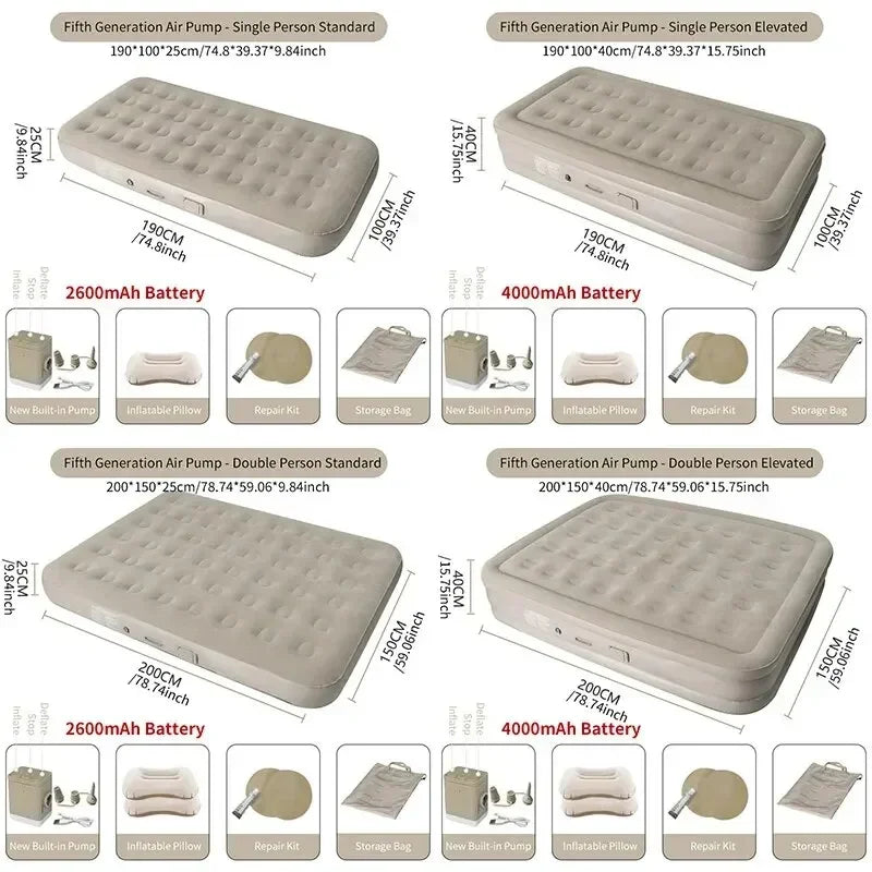 Matelas de camping gonflable format simple compact