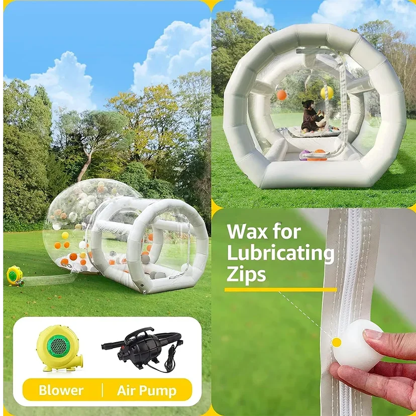 Bulle gonflable transparente avec souffleur certifié CE fourni