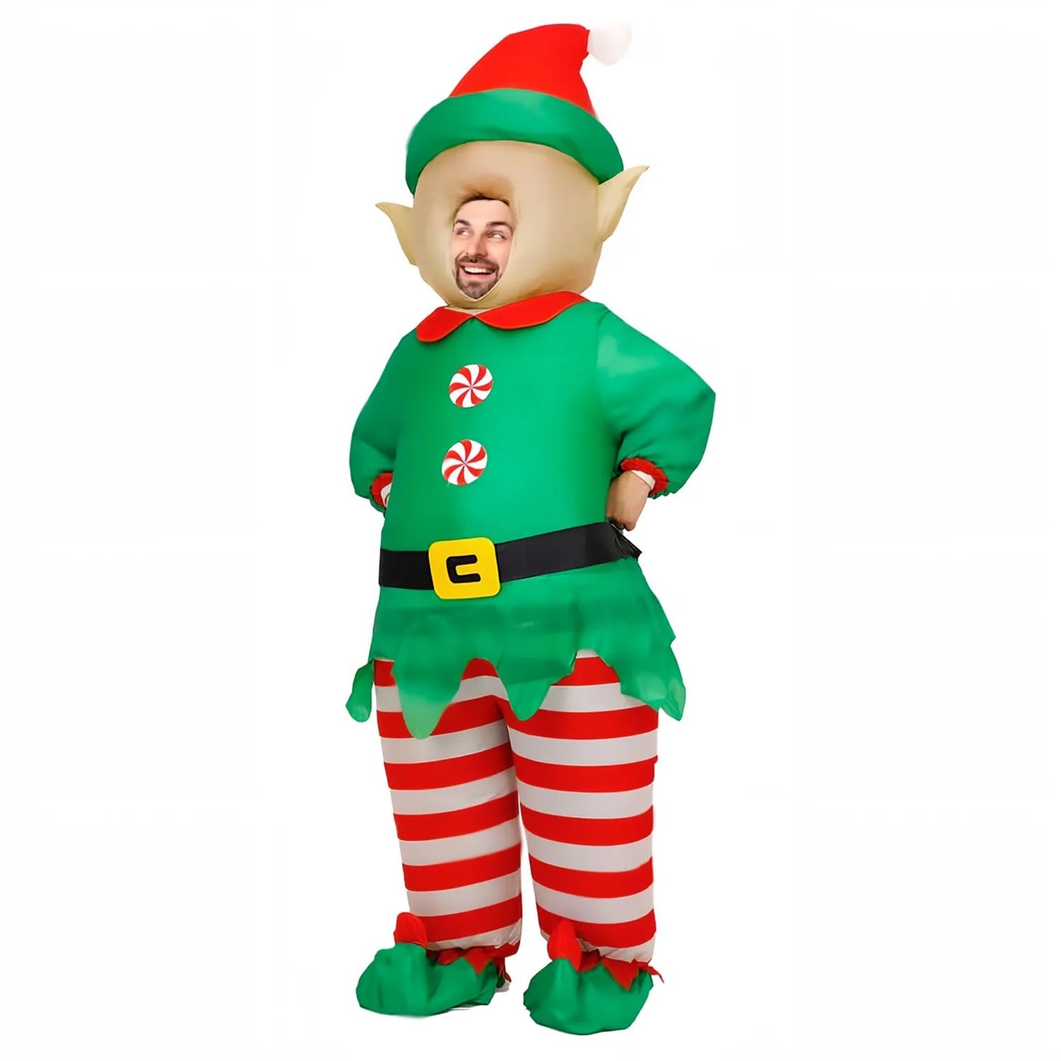 Détail du costume gonflable elfe de Noël adulte