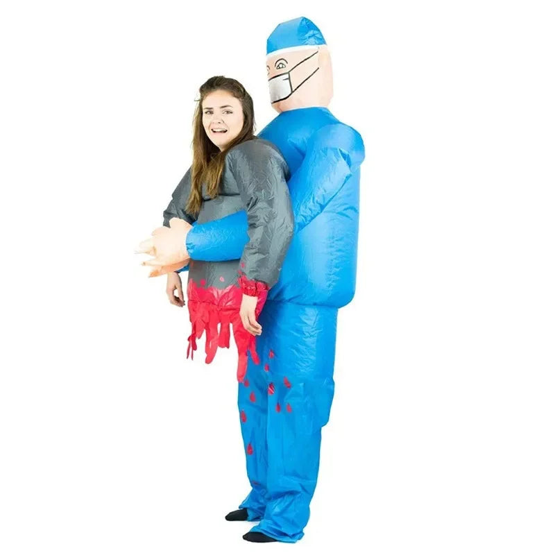Costume zombie gonflable demi-corps effrayant carnaval