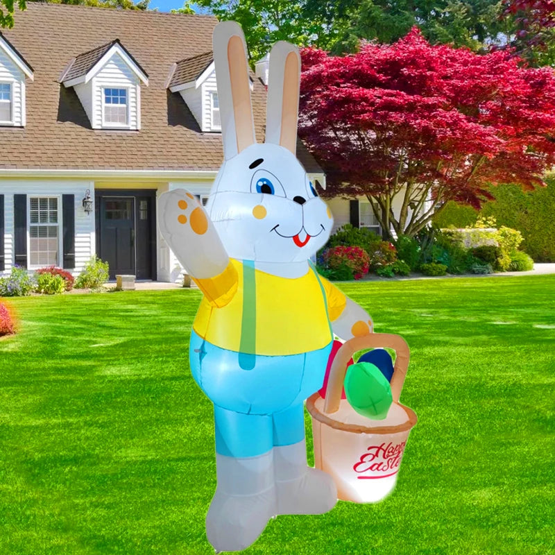 Lapin gonflable géant 2,1 m LED Pâques jardin