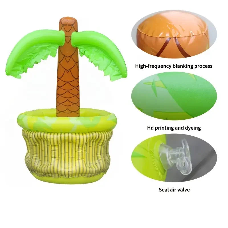Accessoire gonflable palmier utilisé lors d'une fête de piscine