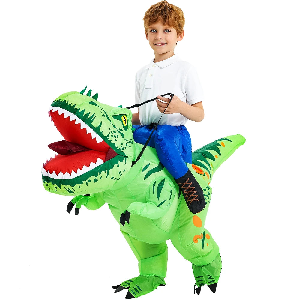 Costume gonflable dino enfant Halloween modèle vert