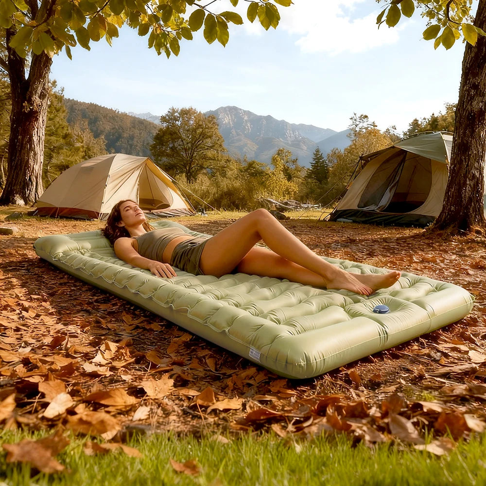 Matelas gonflable camping double ultraléger oreiller intégré