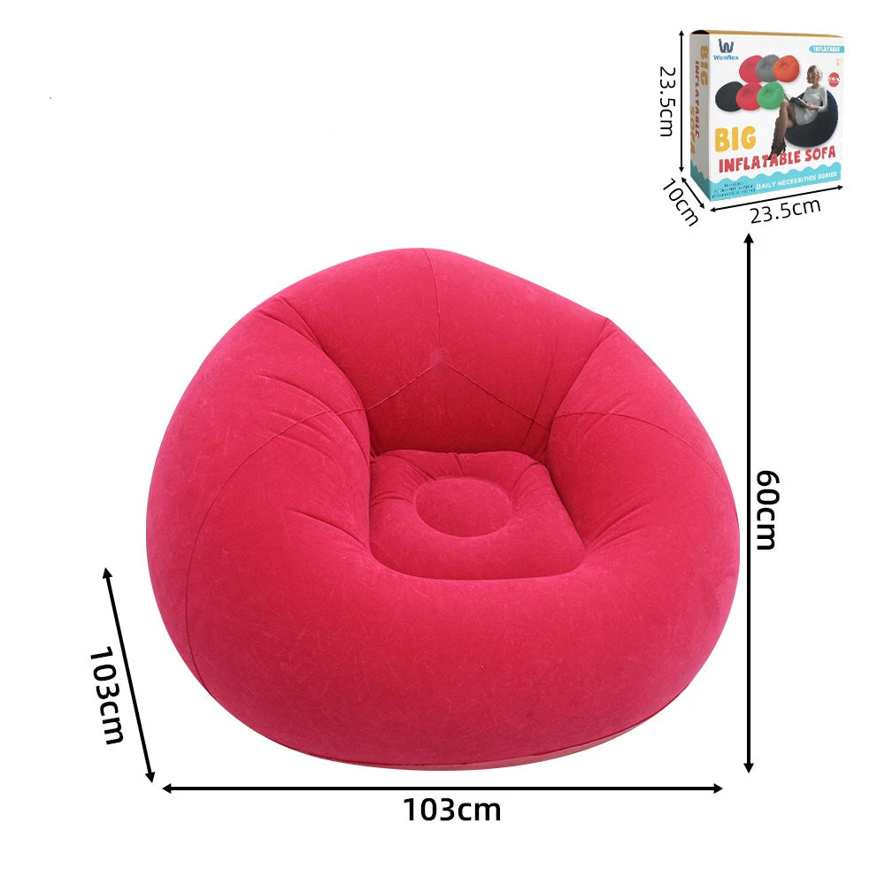 Pouf gonflable floque vue de dessus