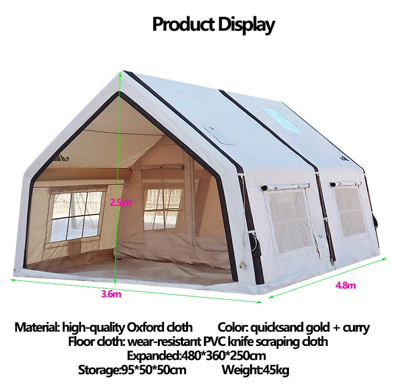 Tente gonflable camping automatique coloris sable et curry