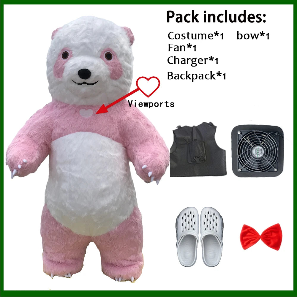 Costume gonflable panda ours polaire détail de la tête 18