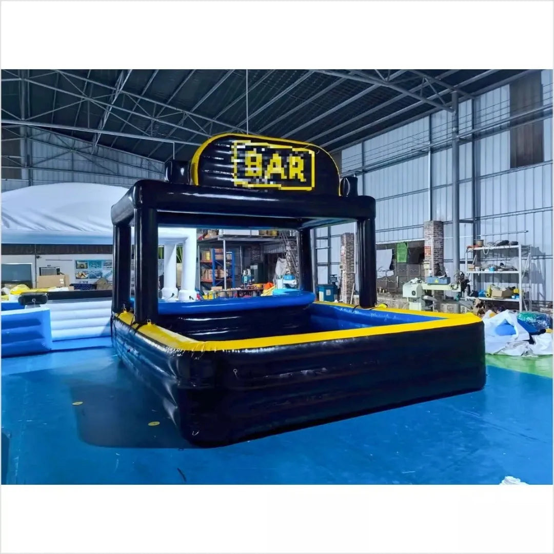 Bar gonflable piscine flottant vue d'ensemble