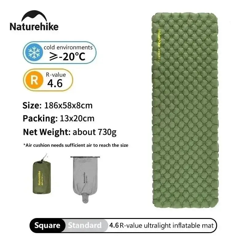 Matelas gonflable de camping vu en situation d'exploration