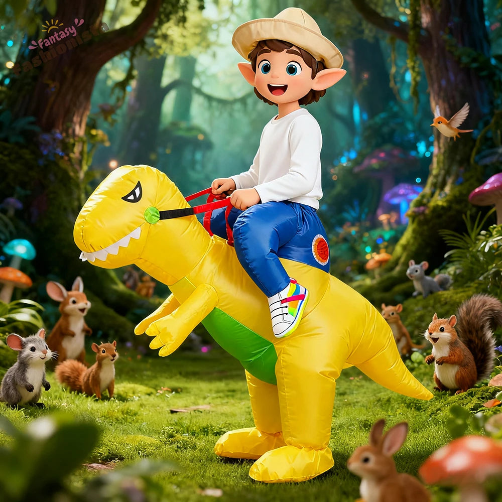 Costume gonflable dinosaure T-Rex adulte, vue face