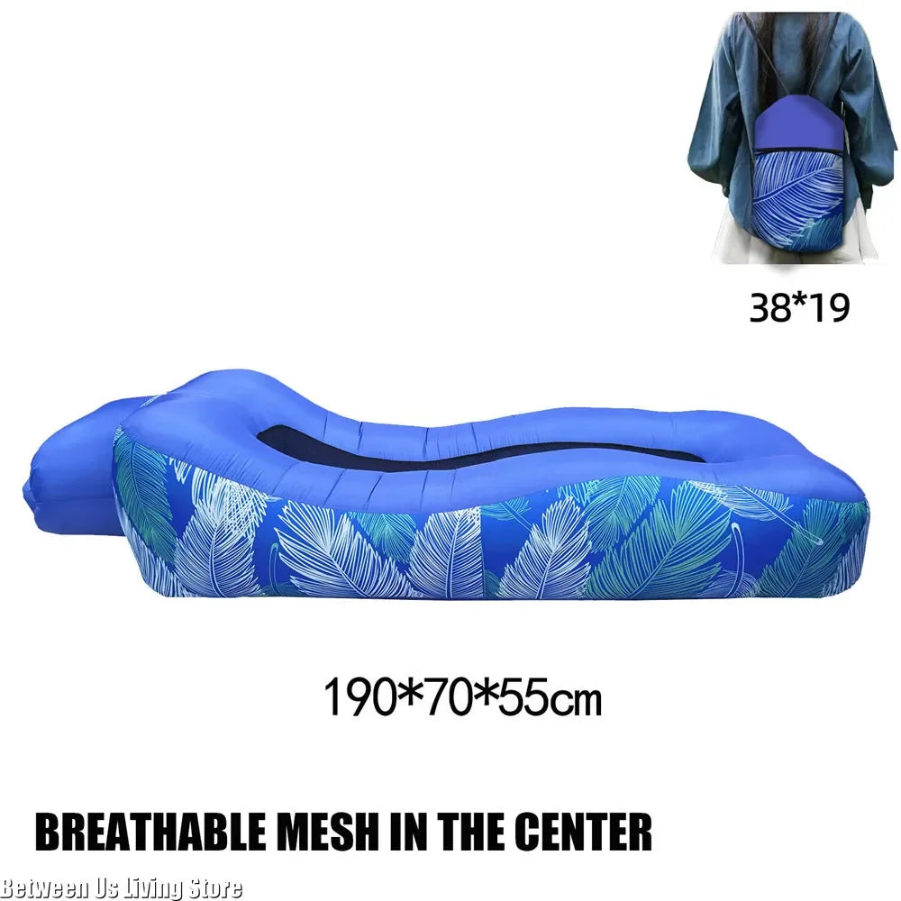 Détail du centre en maille respirante du canapé gonflable