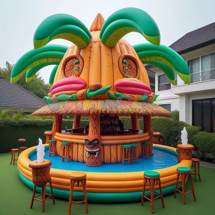 Canapé gonflable flottant utilisé lors d'une fête en extérieur