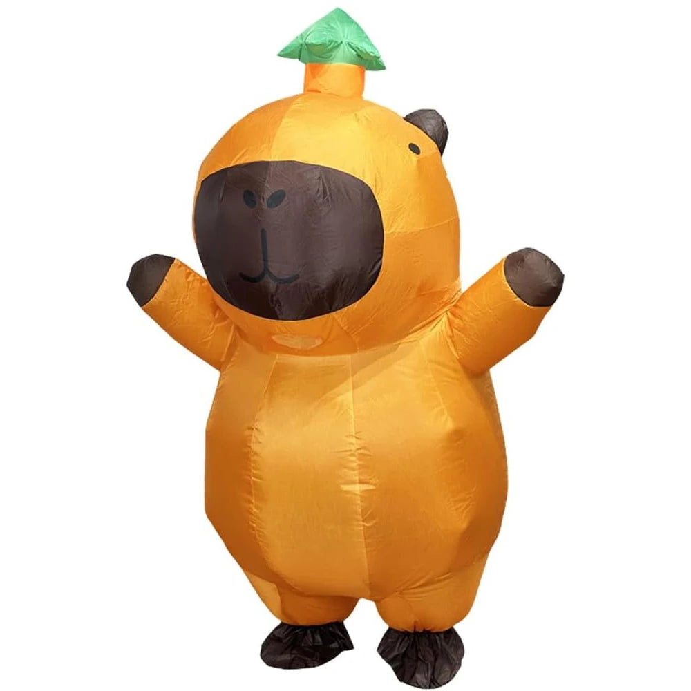 Costume gonflable capybara adulte orange vue de face
