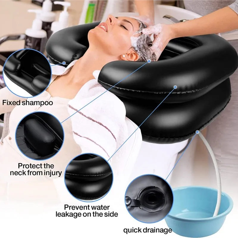 Baignoire gonflable shampoing avec tuyau de vidange vue d'ensemble