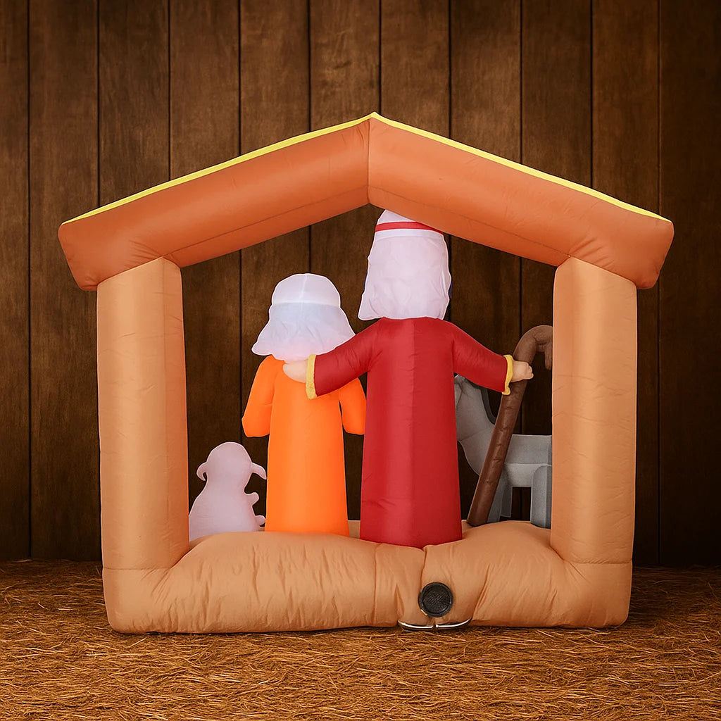 Décor Noël gonflable crèche extérieure polyester 1,8 m
