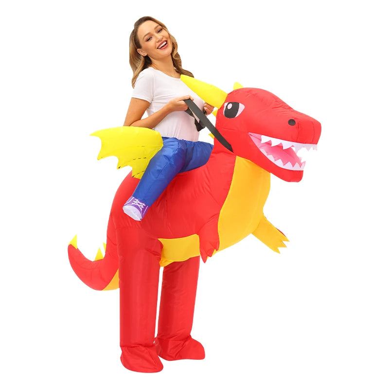 Tenue gonflable dragon rouge fête spectacle scène
