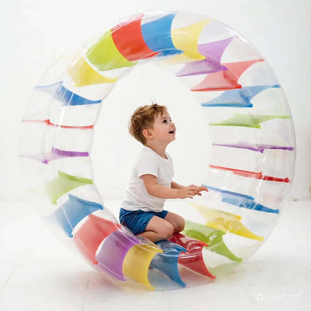 Water roller gonflable arc-en-ciel 160 cm, vue face