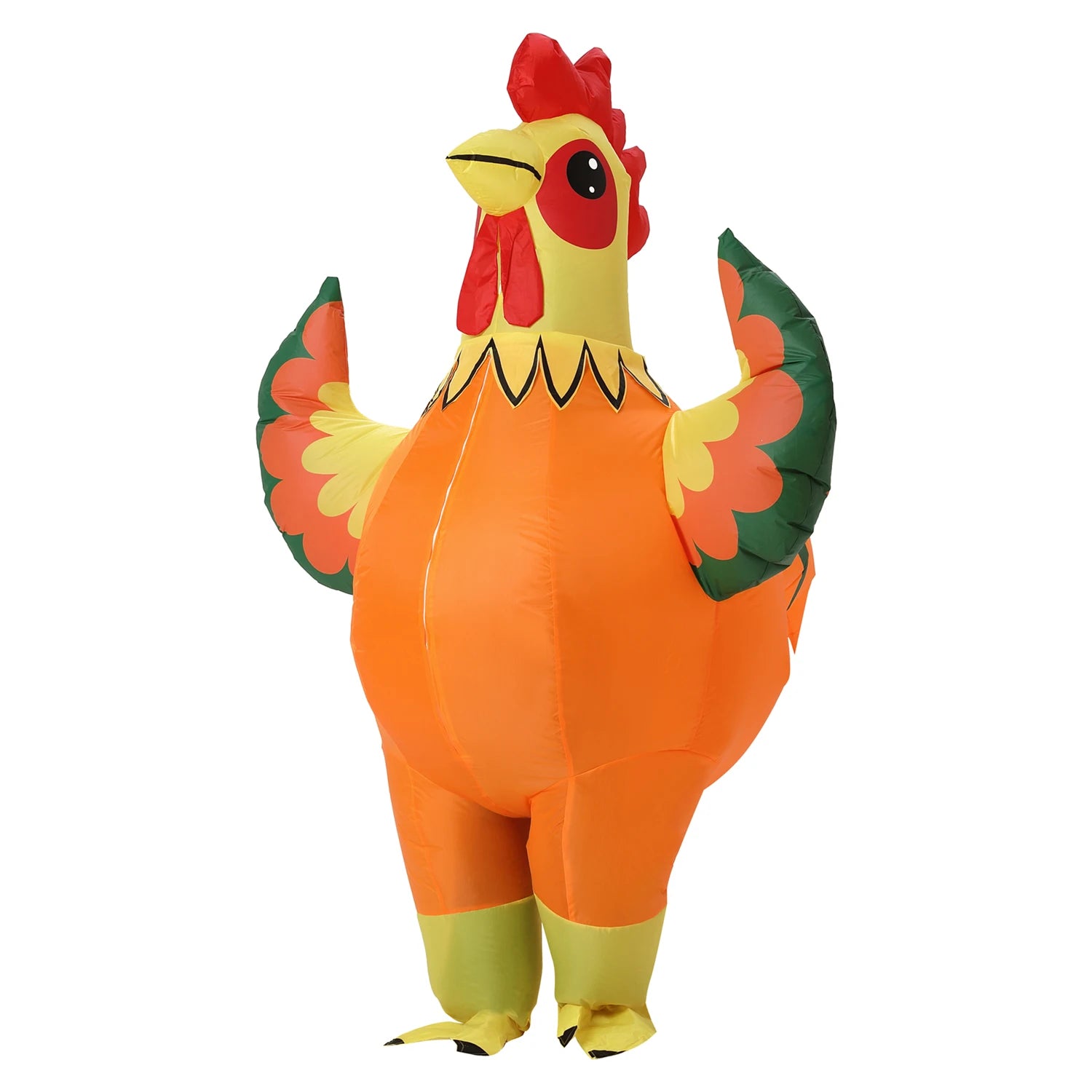 Costume gonflable coq orange vue de côté