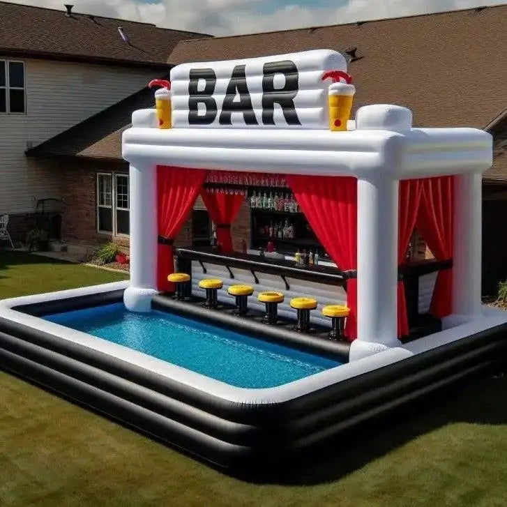 Bar gonflable piscine géant gonflé et prêt à l'emploi