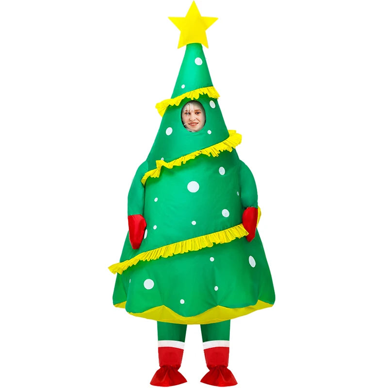 Costume gonflable festif Noël rayures jaunes