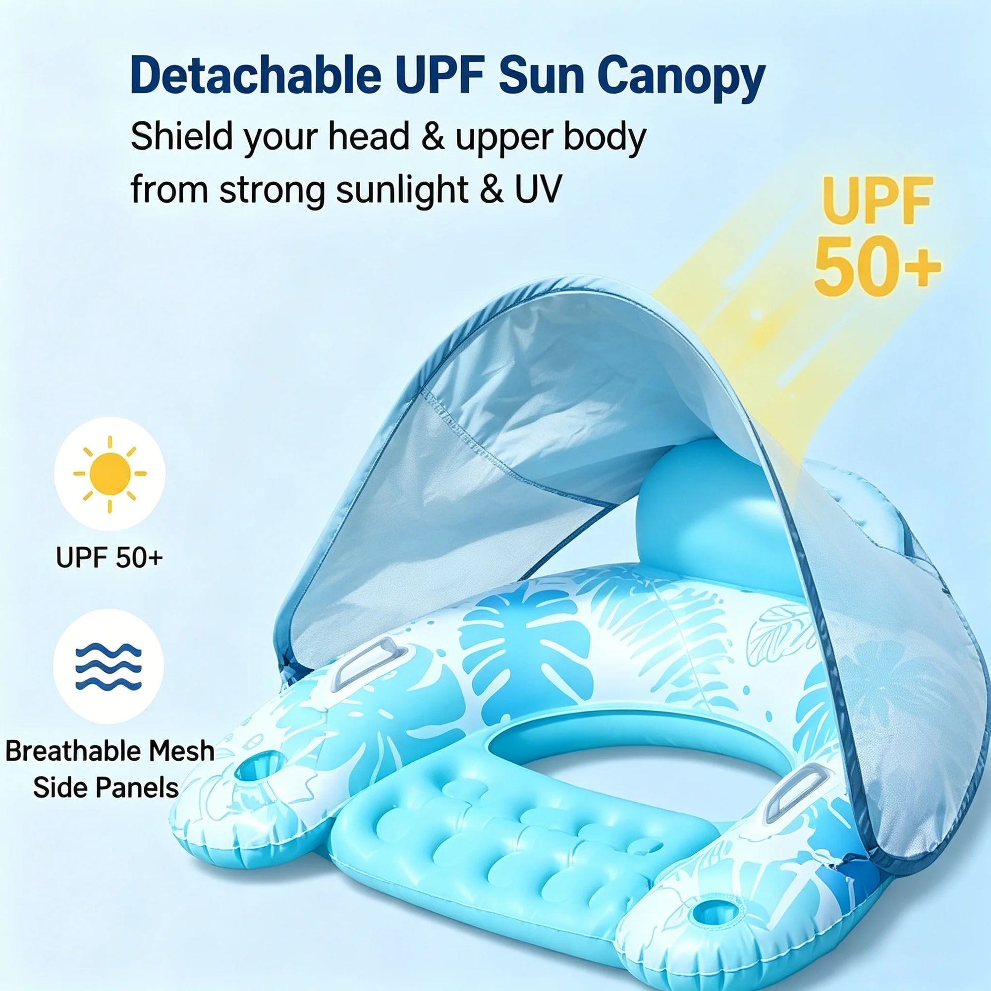Bouée Gonflable Fauteuil Pare-Soleil en utilisation dans la piscine