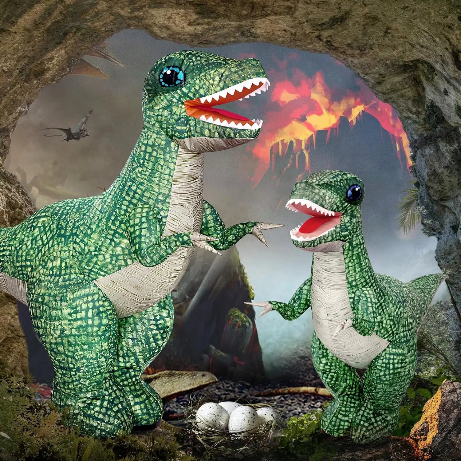Dinosaure gonflable vert pour enfant