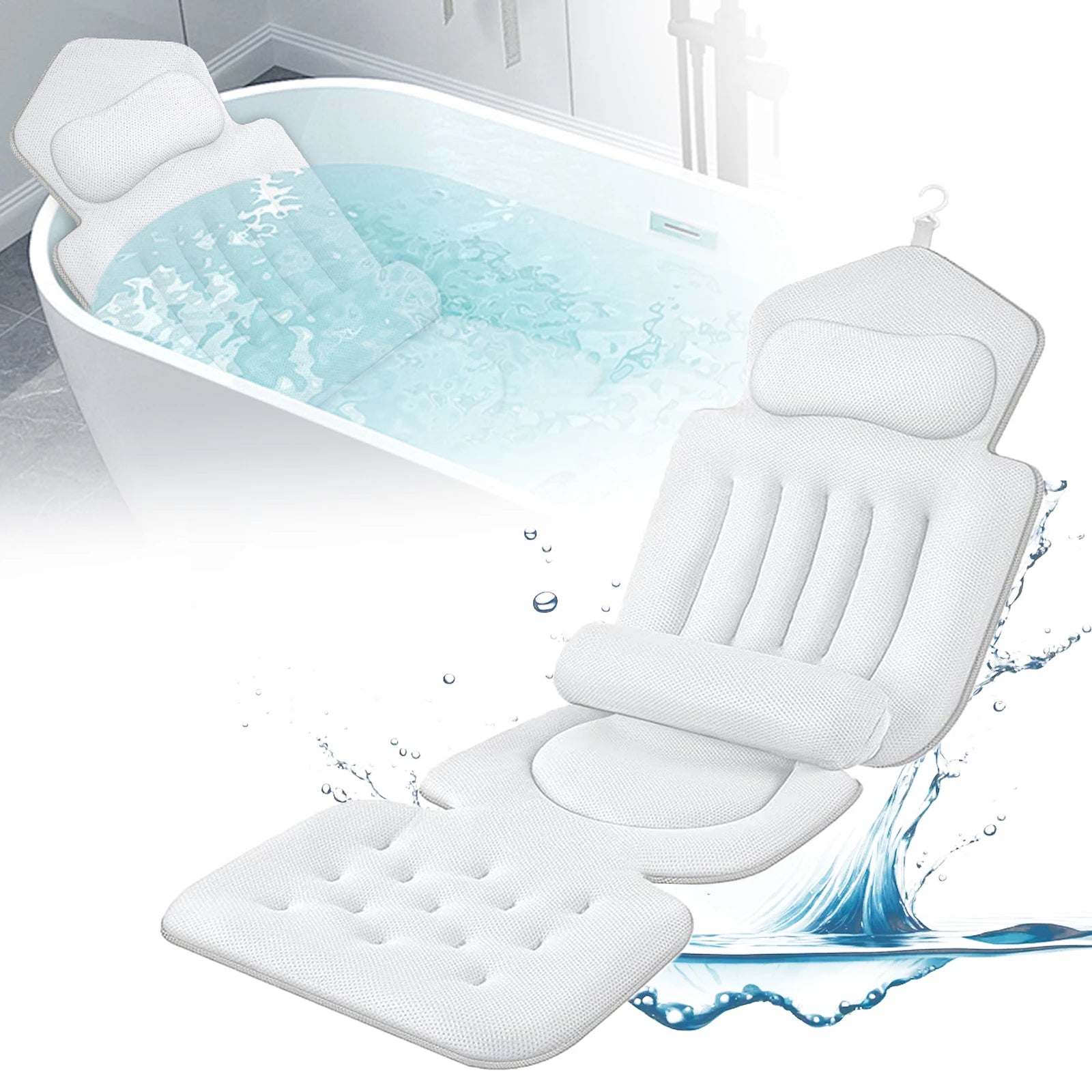 Coussin de bain antidérapant blanc en maille respirante