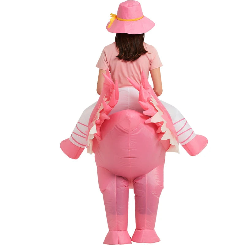 Costume flamant rose gonflable adulte rose vif