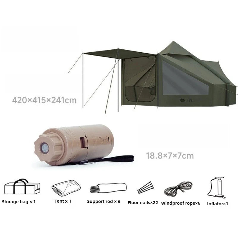 Vue d'ensemble de la tente gonflable cabine ventilée