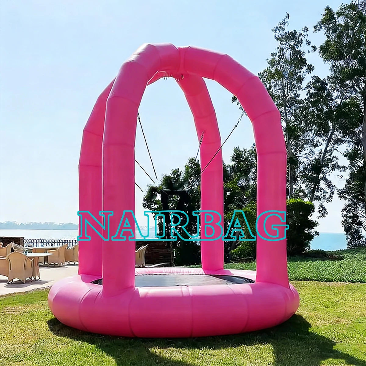 Trampoline gonflable saut élastique coloris rose