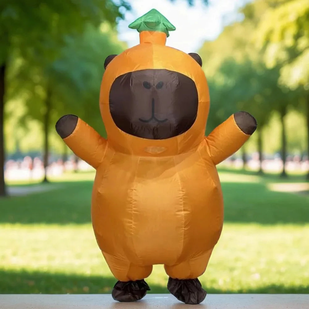 Costume gonflable capybara adulte orange vue de face