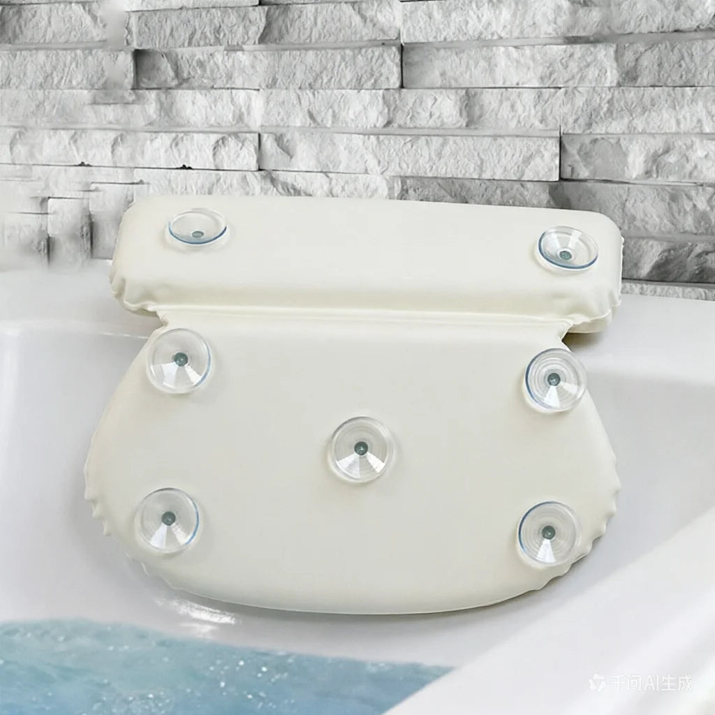 Coussin de bain en mousse PVC ivoire avec ventouses baignoire