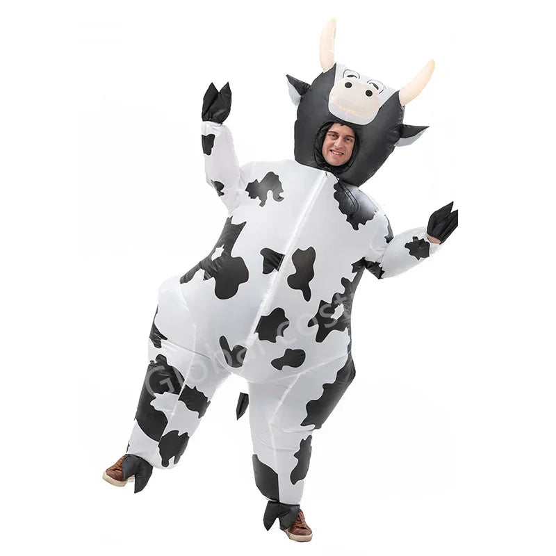 Costume gonflable vache porté lors d'un carnaval