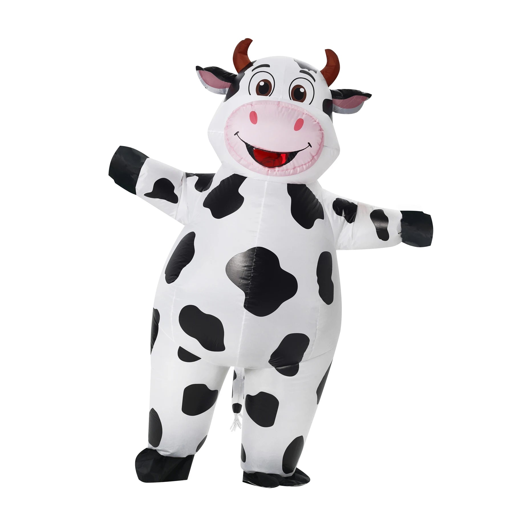 Costume gonflable vache blanc noir motif taché détail