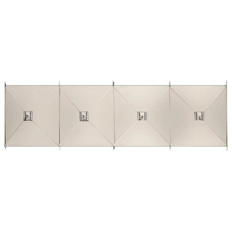 Tente gonflable coloris beige installée en camping