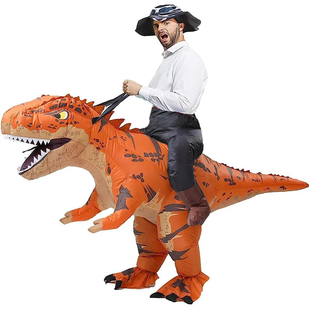 Costume gonflable dinosaure T-Rex à cheval adulte