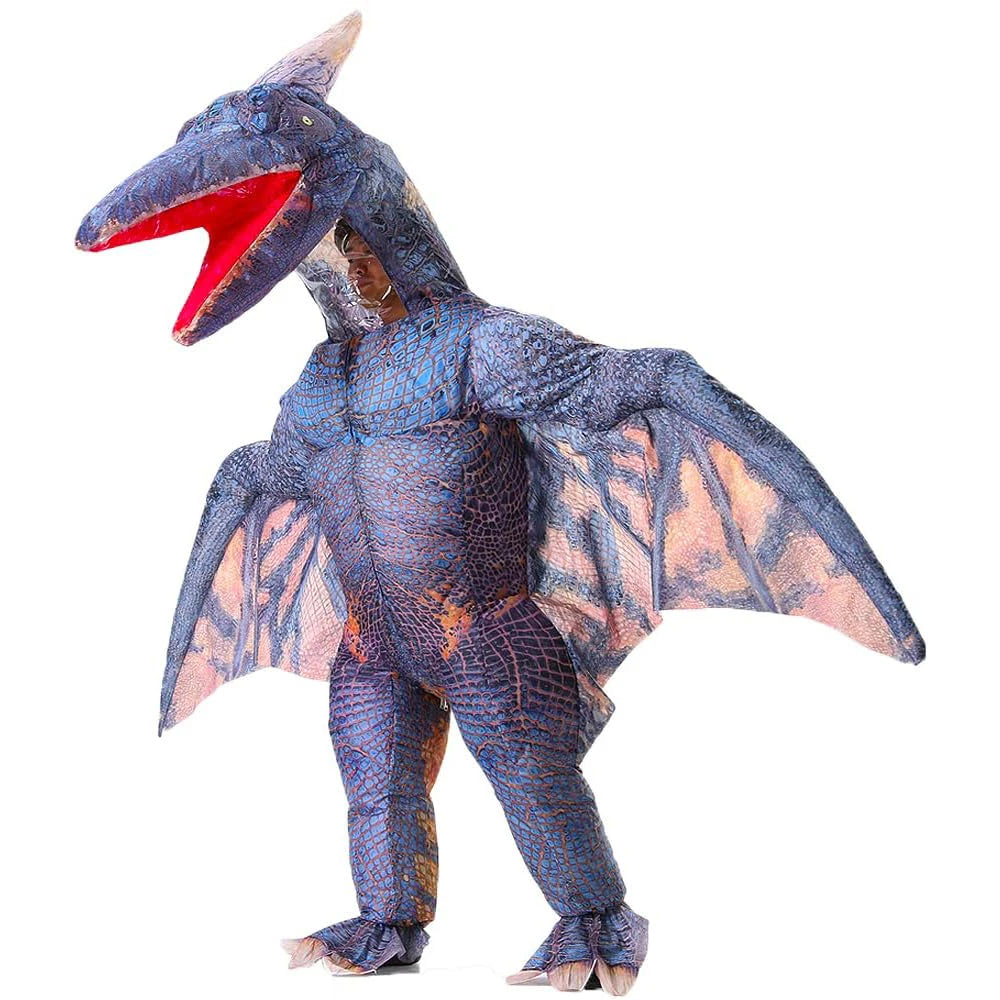 Costume dinosaure volant gonflable violet face avant