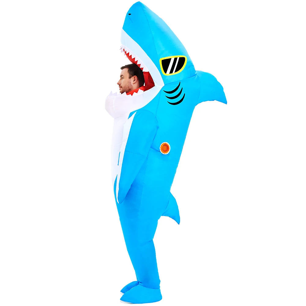Costume requin gonflable effect vertical vue de face