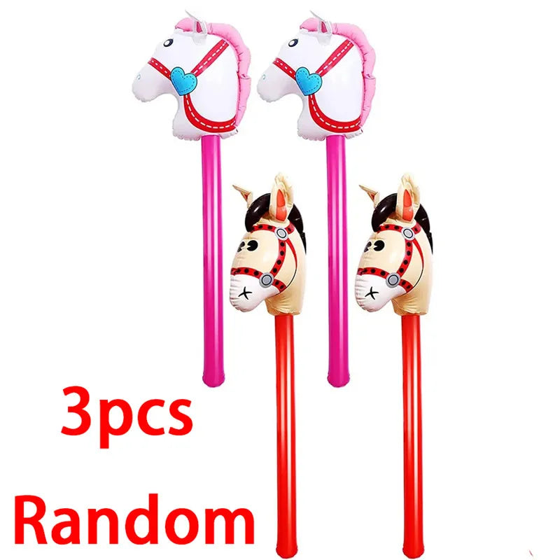 Jouet gonflable cheval poney vue latérale