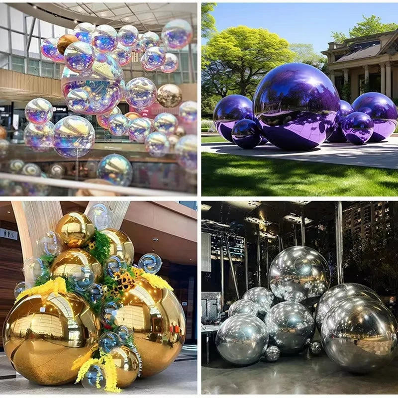 Boules miroir gonflables installées pour une discothèque