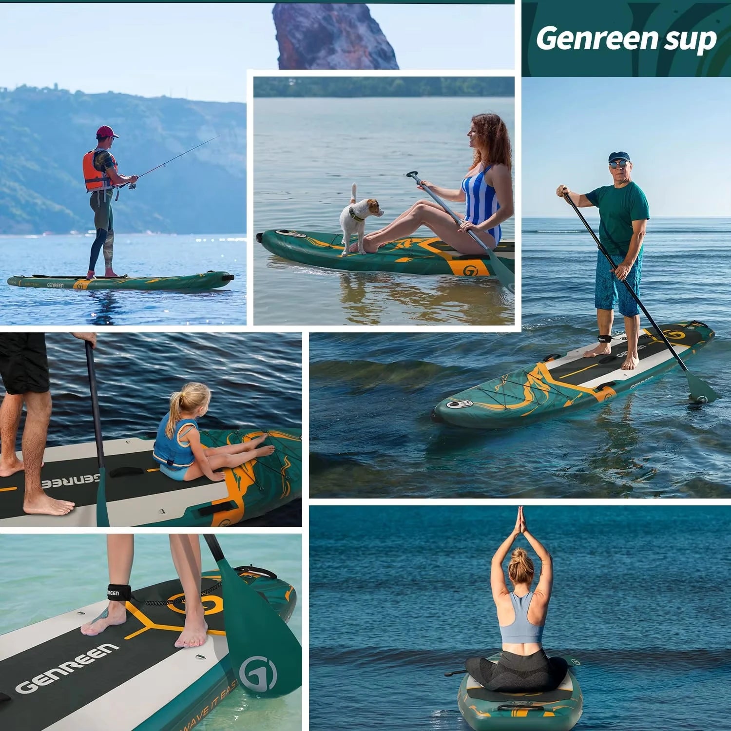 Paddle gonflable utilisé pour la pêche