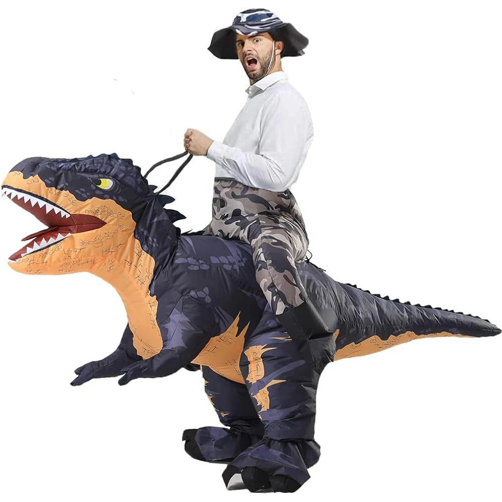 Costume gonflable dinosaure halloween adulte vue d'ensemble