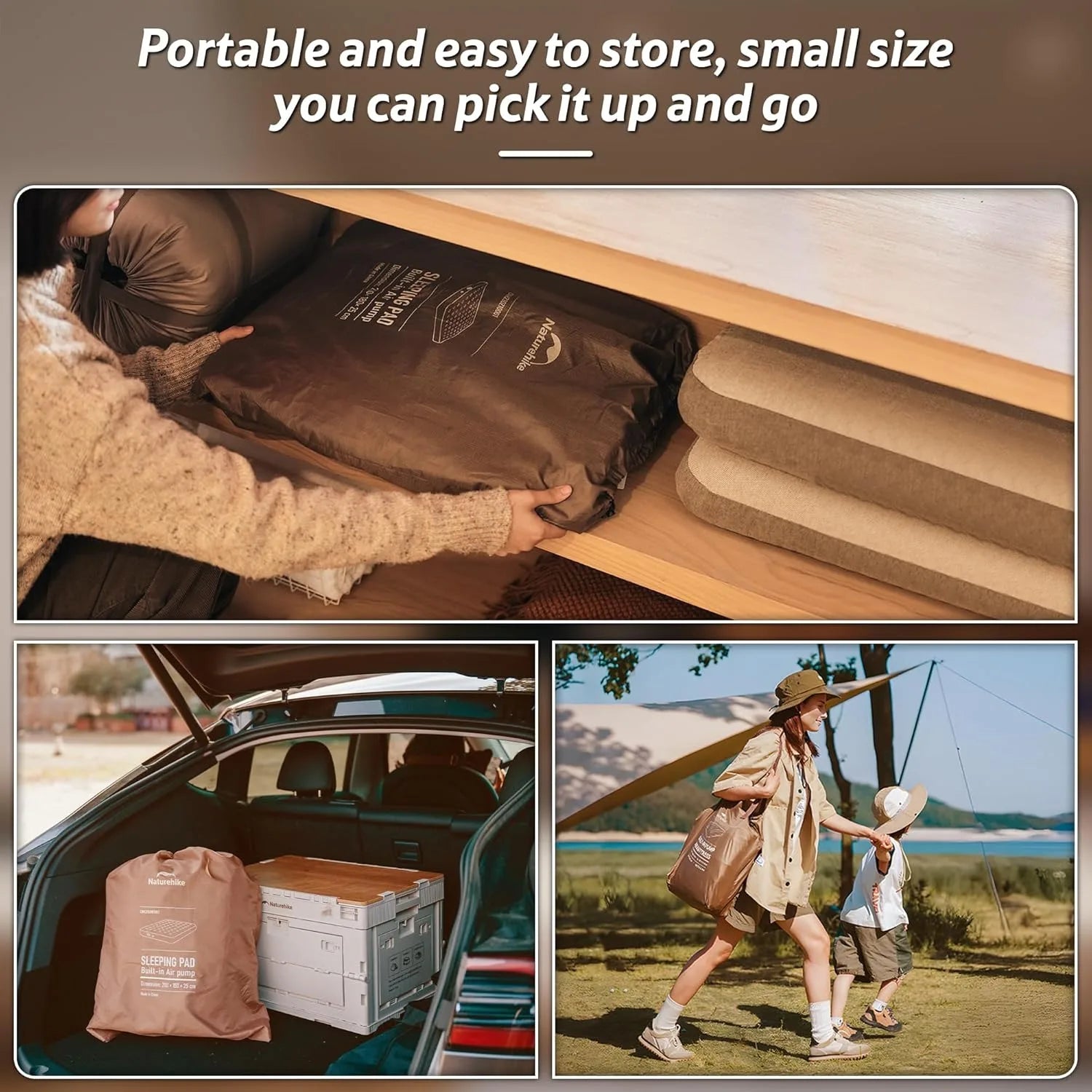 Matelas de camping gonflable pour 3 personnes