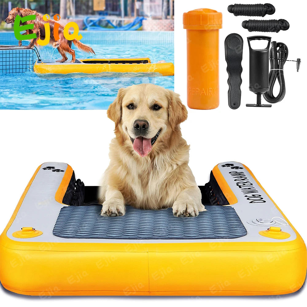 Pompe manuelle et sac rangement inclus rampe gonflable chien 120 cm