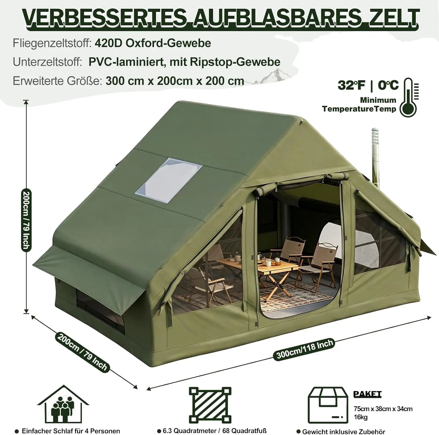 Tente gonflable camping luxe grande capacité