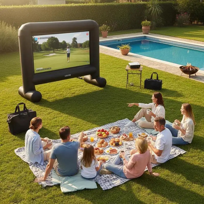 Écran de projection gonflable avec cadre noir